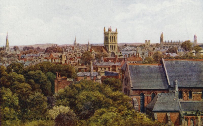 Cambridge, fra Castle Hill (farge litho) av Alfred Robert Quinton