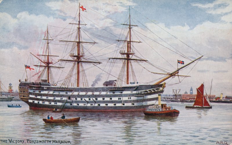 The Victory, Portsmouth havn av Alfred Robert Quinton