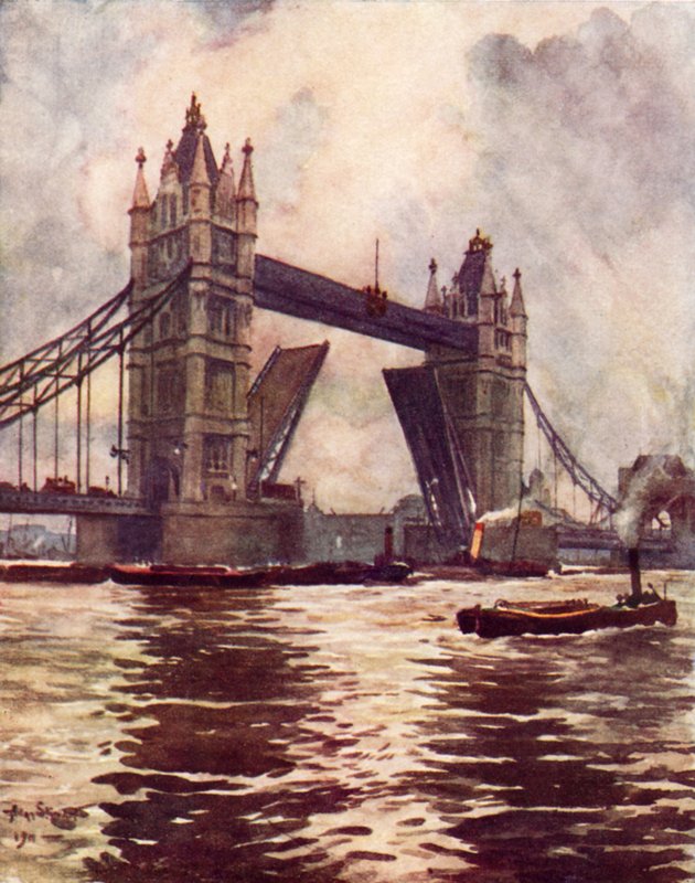 Tower Bridge (farge litho) av Allan (after) Stewart