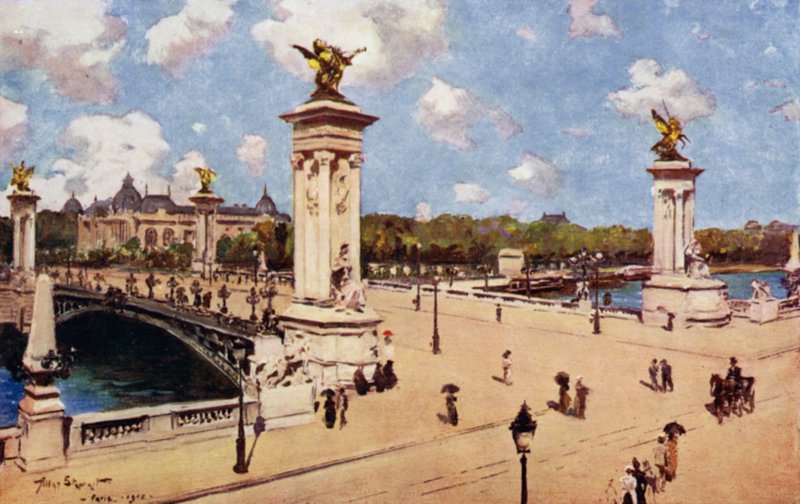 Paris: Pont Alexandre III (farge litho) av Allan Stewart