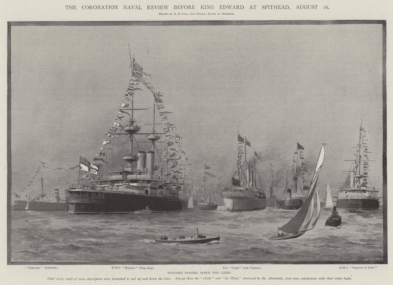 The Coronation Naval Review før kong Edward ved Spithead, 16. august av Alma Claude Burlton Cull
