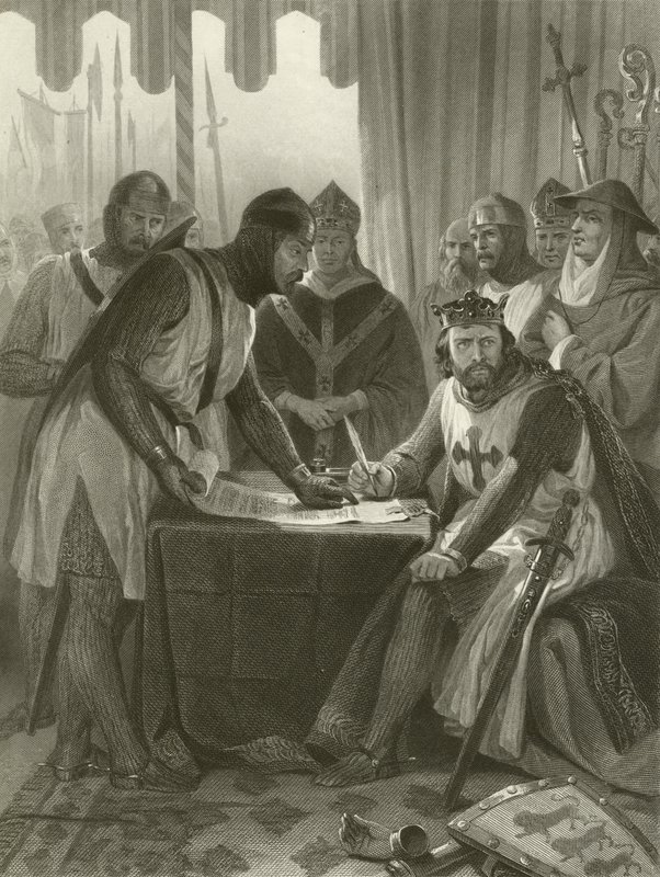 Kong John signerer Magna Carta, 1215 av Alonzo Chappel