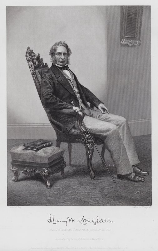 Henry Wadsworth Longfellow (gravering) av Alonzo (after) Chappel