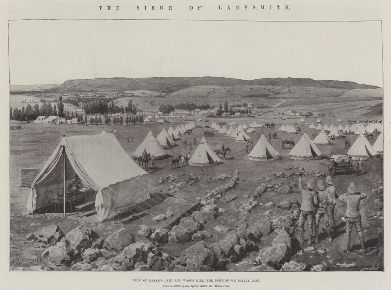 Beleiringen av Ladysmith litho av Amedee Forestier