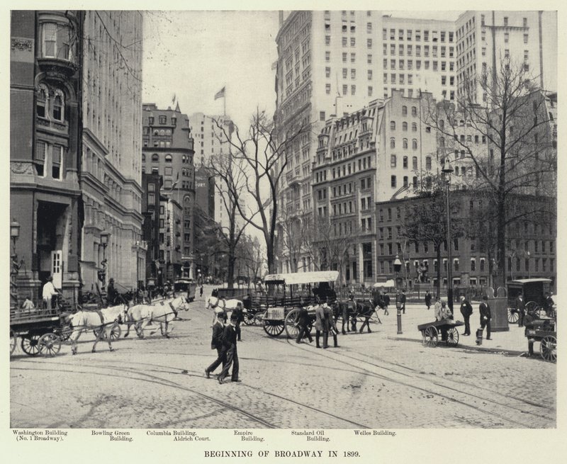 Begynnelsen av Broadway i 1899 (s/hvitt-bilde) av American Photographer