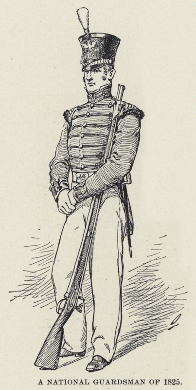 En nasjonalgarde fra 1825 (litho) av American School