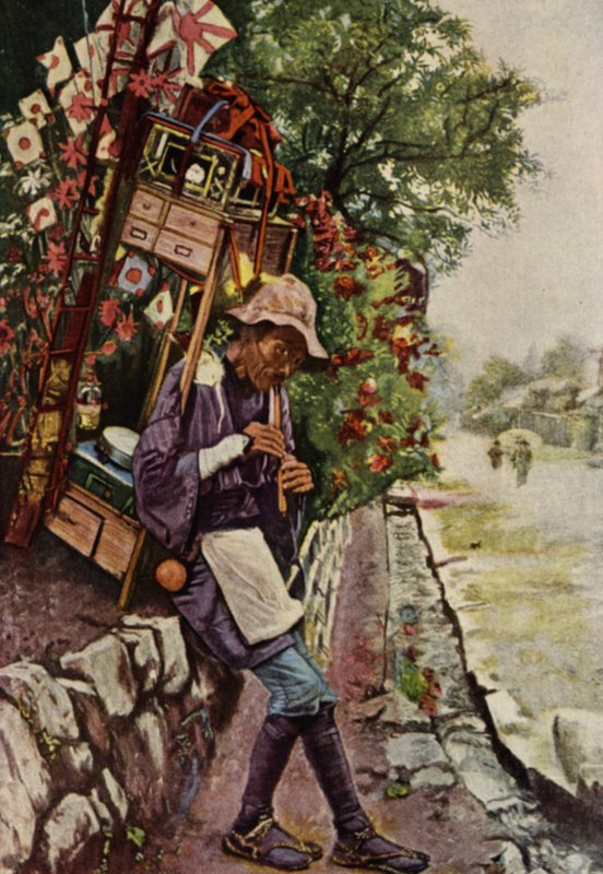 En leketøyshandler fra Japan (farge litho) av American School