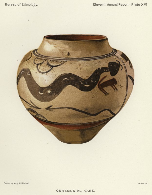 Seremoniell vase (farge litho) av American School