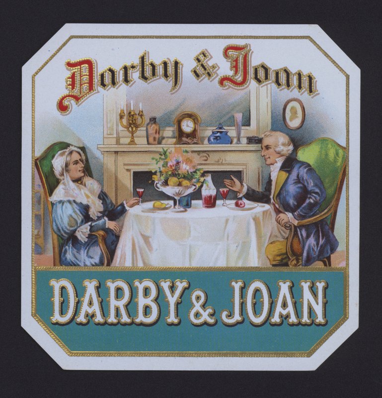 Darby og Joan, sigaretikett (chromolitho) av American School