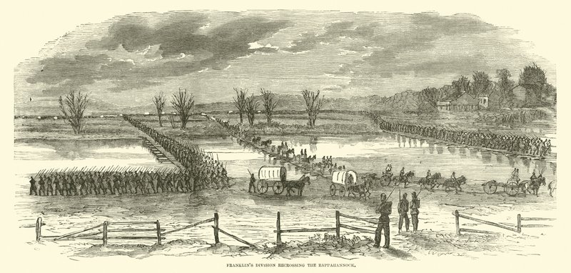 Franklins-divisjon som krysser Rappahannock igjen, desember 1862 av American School