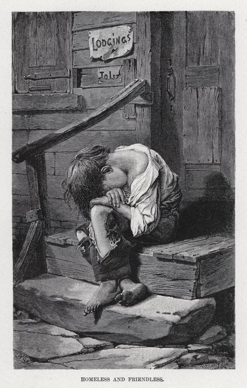 Hjemløs og venneløs (litho) av American School