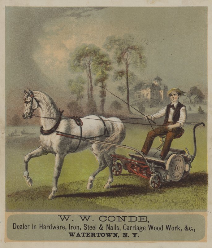 Hestetrekkende gressklipper (chromolitho) av American School