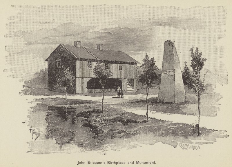 John Ericssons fødested og monument (gravering) av American School