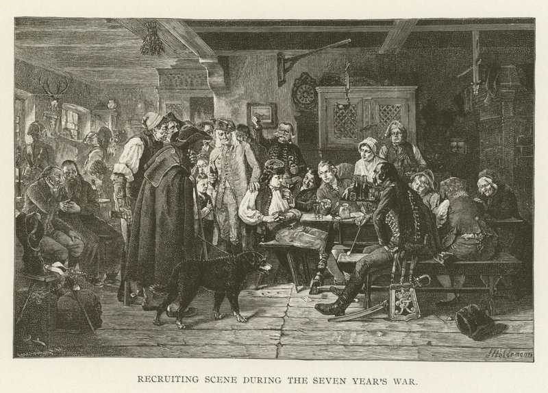 Rekrutteringsscene under syvårskrigen av American School