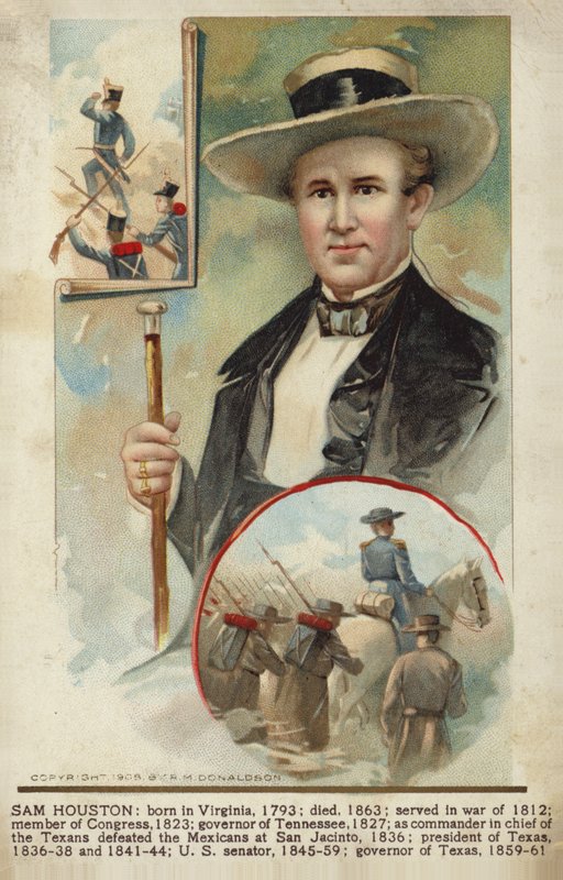 Sam Houston (farget litografi) av American School