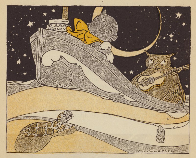 Uglen og Pussycat (farge litho) av American School