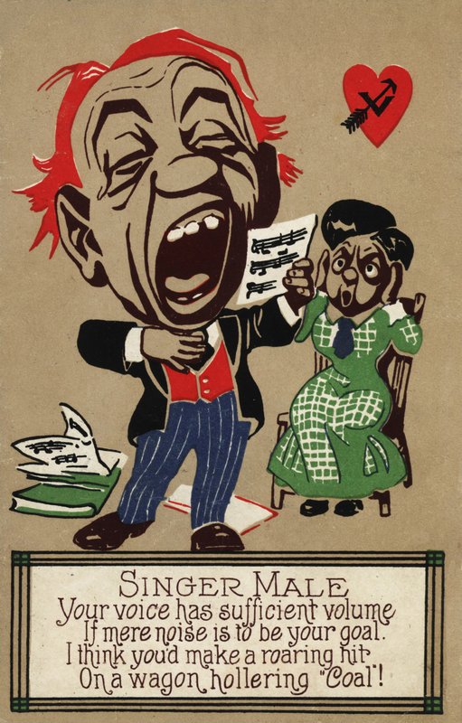 Den mannlige sangeren (farge litho) av American School