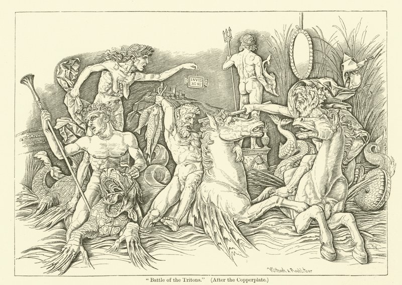 Battle of the Tritons (gravering) av Andrea (after) Mantegna