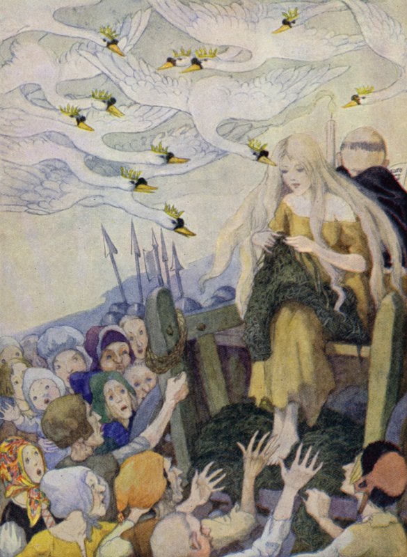 The Wild Swans (farge litho) av Anne (after) Anderson