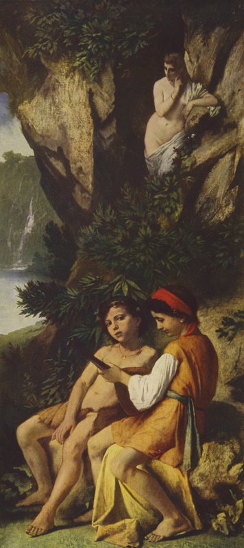 Barn som lager musikk (oljemaleri) av Anselm Feuerbach