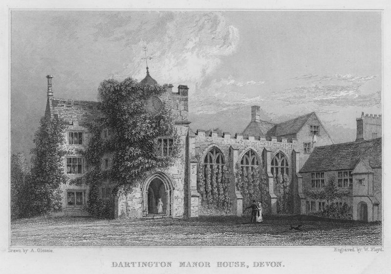 Darlington Manor House, Devon (gravering) av Arthur Glennie