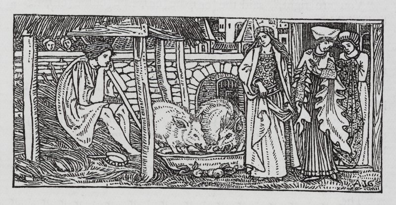HC Andersen: Svinegjeteren (litho) av Arthur Joseph Gaskin