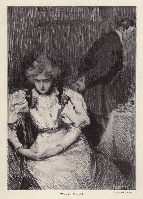 Når hun er alene (litho) av Arthur Lajos Halmi