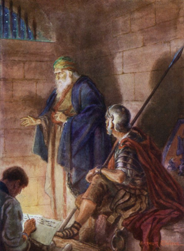 Paul i fengsel (farge litho) av Arthur Twidle