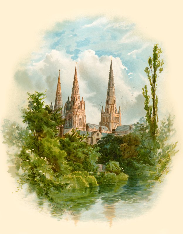 Lichfield katedral, sørvest av Arthur Wilde Parsons