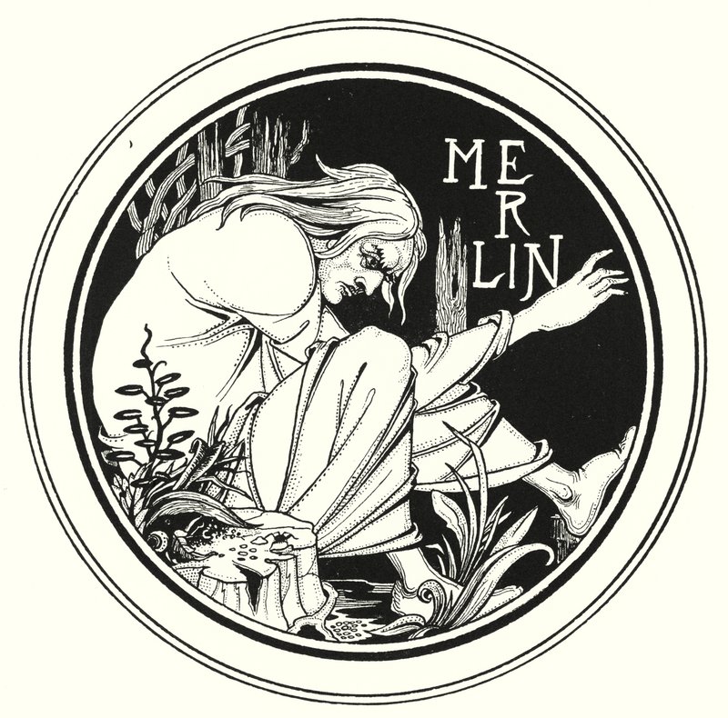 Merlin (gravering) av Aubrey (after) Beardsley