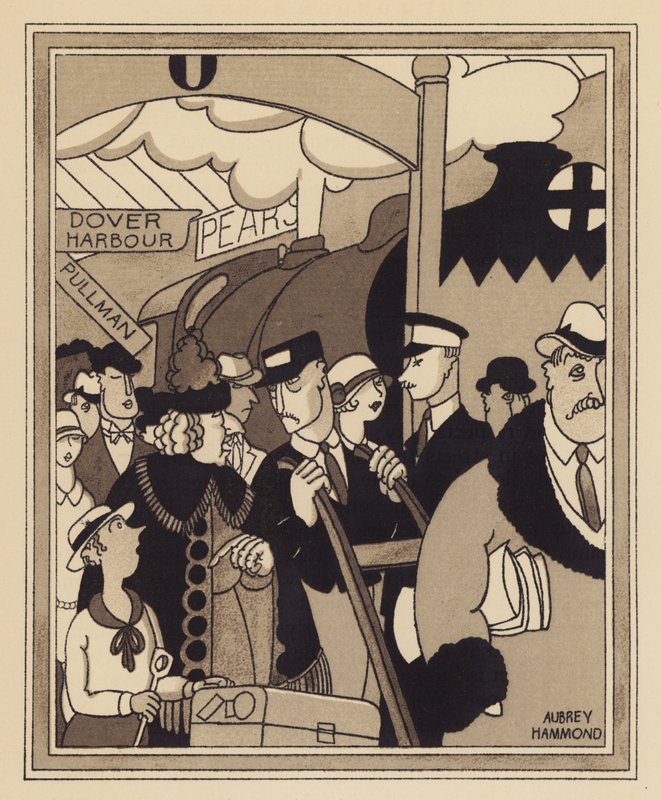 En jernbaneterminal i London (litho) av Aubrey Hammond