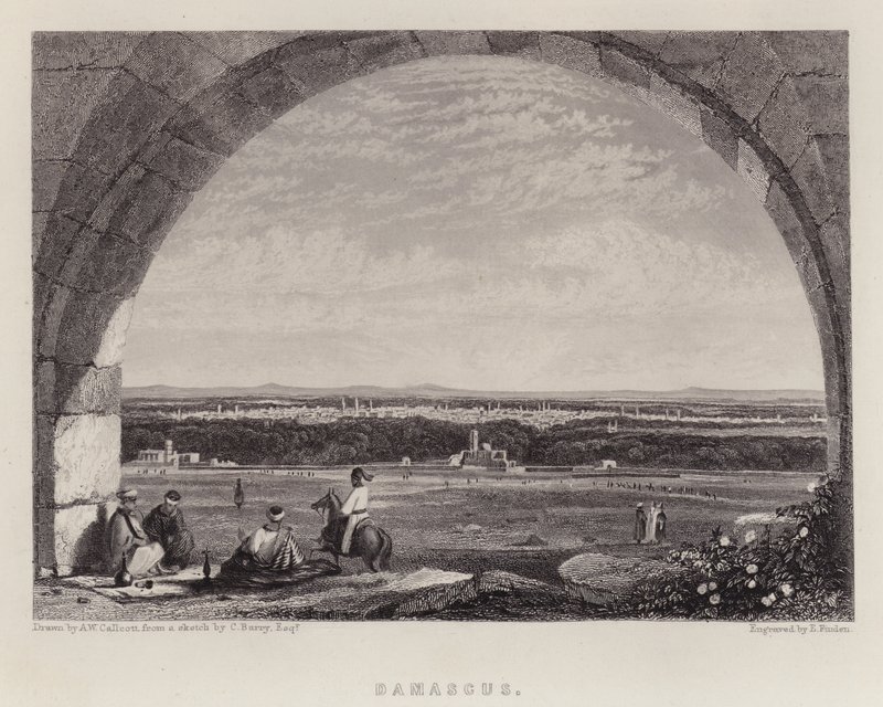 Damaskus (farge litho) av Augustus Wall (after) Callcott