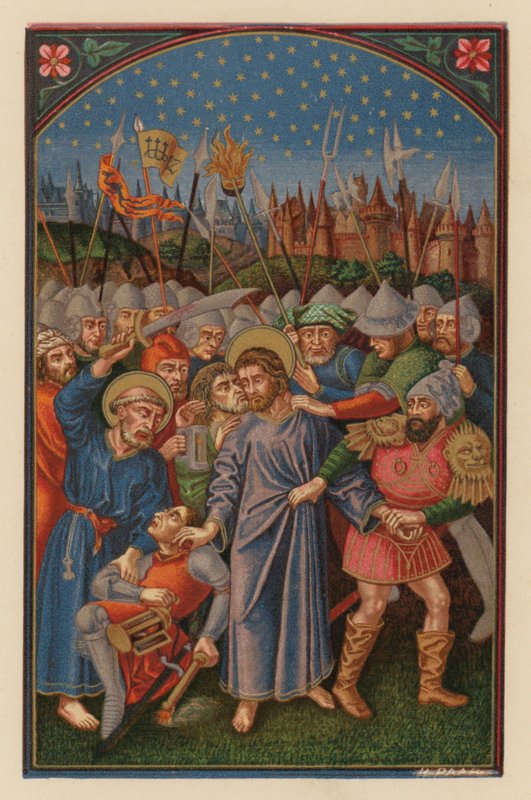 Jesus arrestert av jødene (chromolith) av Austrian School