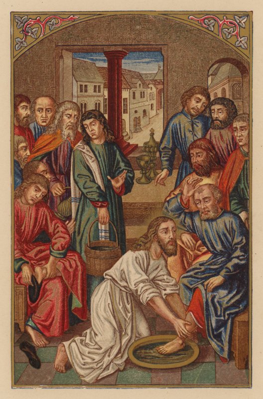 Jesus vasker føttene til disiplene (kromolitt) av Austrian School