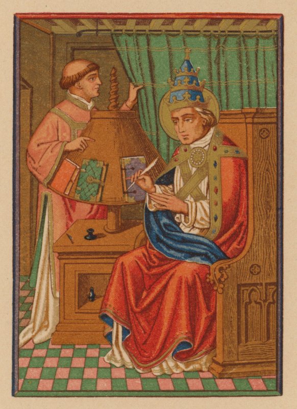 S Gregorius Papa (chromolitho) av Austrian School