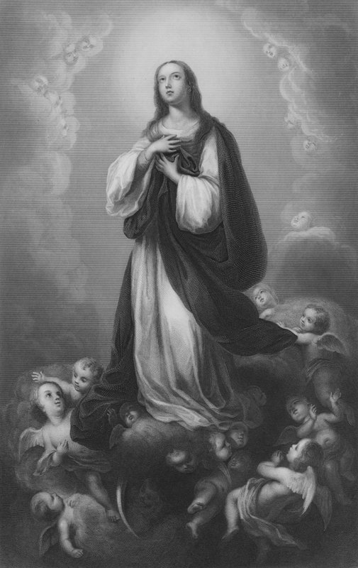 Tilbedelse (gravering) av Bartolome Esteban (after) Murillo