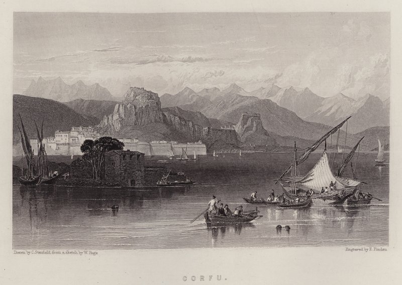 Korfu (farge litho) av C. (after) Stanfield