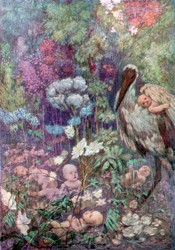 Babyland (farge litho) av C. Dudley (after) Tennant