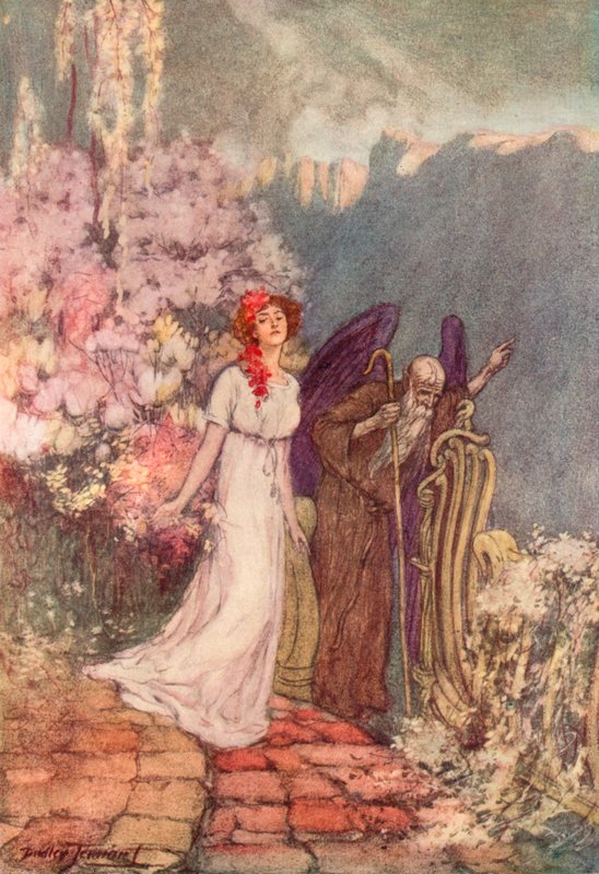 The Lost Garden (farge litho) av C. Dudley (after) Tennant