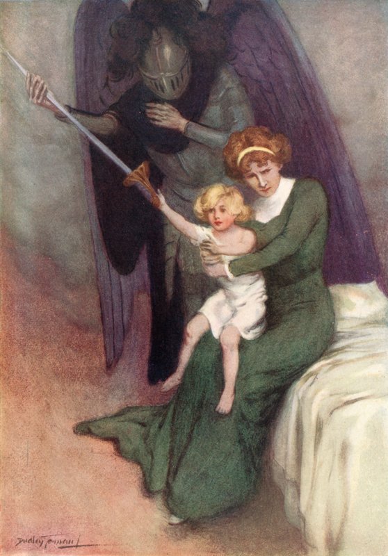 Woman And War (farge litho) av C. Dudley (after) Tennant