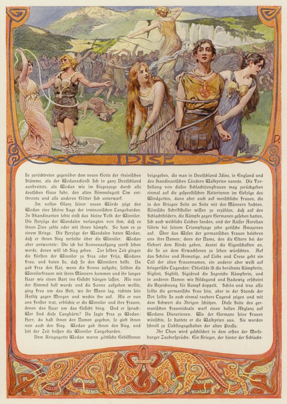 Idis , germansk gudinne (farge litho) av Carl Emil Doepler