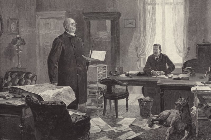 Bismarck dikterer memoarene hans (gravering) av Carl Ludwig Friedrich Becker