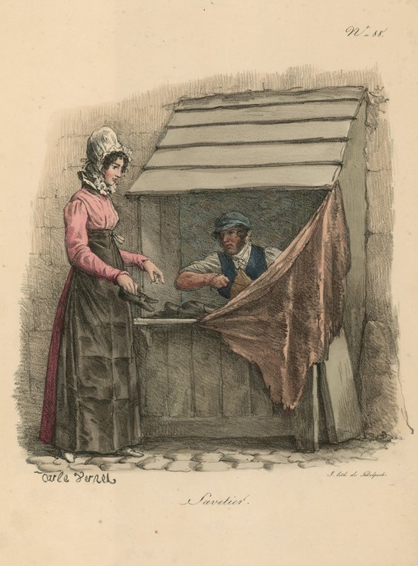 Skomaker satt bak en bås av Carle Vernet