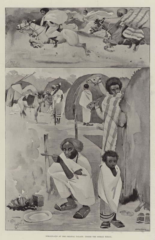 Somaliland ved Crystal Palace, inne i Somali Kraal av Cecil Charles Windsor Aldin