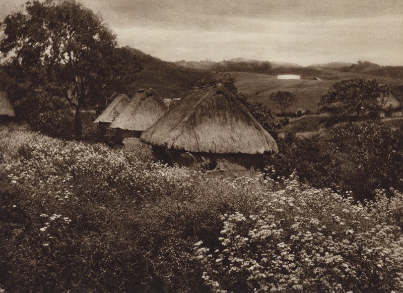 Mexico: Cihuapam, arbeiderhytter (s/hvitt-bilde) av Cecile Seler Sachs