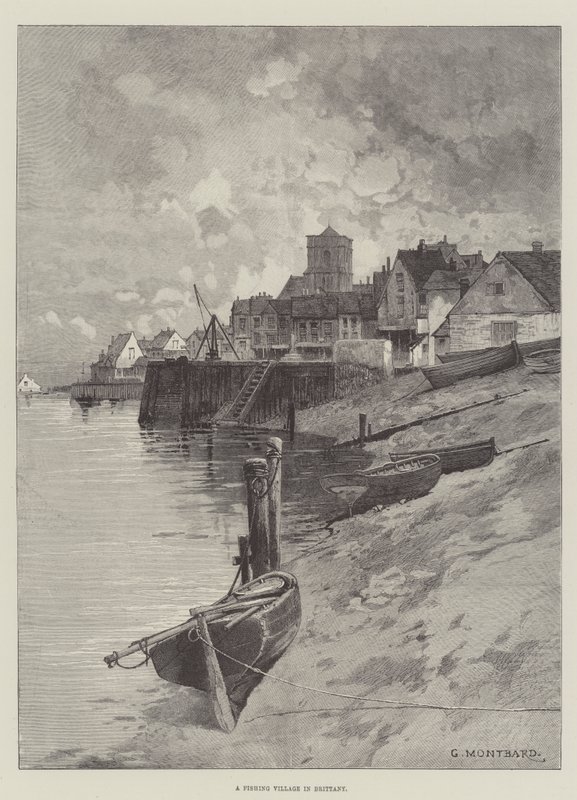 En fiskelandsby i Bretagne av Charles Auguste Loye