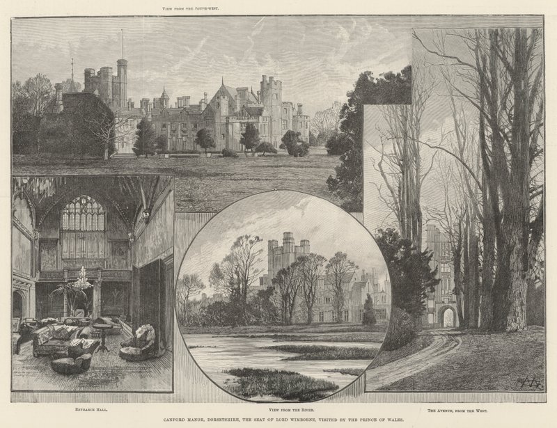 Canford Manor, Dorsetshire, setet til Lord Wimborne, besøkt av prinsen av Wales av Charles Auguste Loye