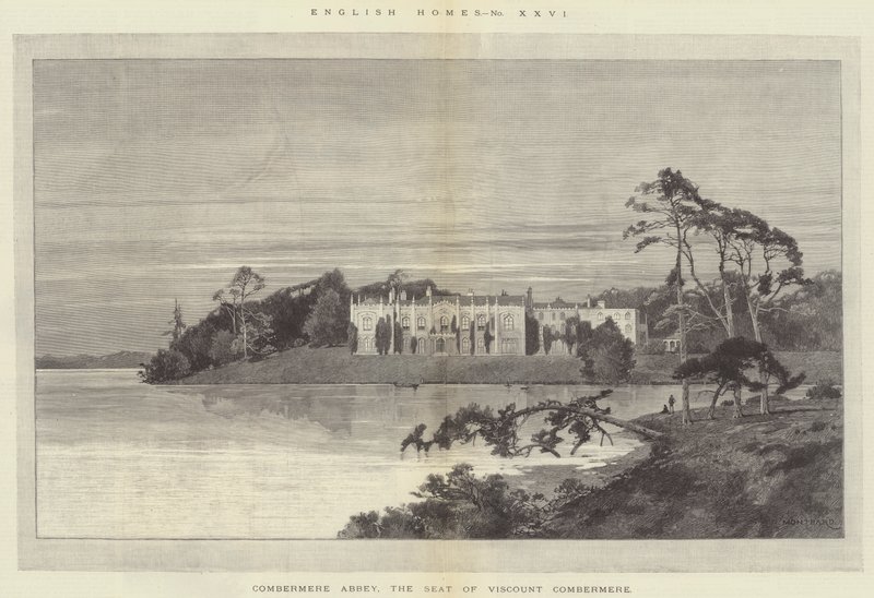 Combermere Abbey, setet til Viscount Combermere av Charles Auguste Loye
