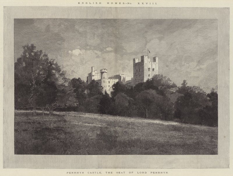 Penrhyn Castle, setet til Lord Penrhyn av Charles Auguste Loye
