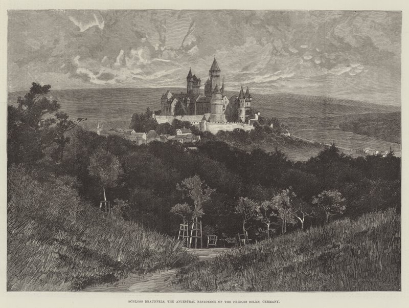 Schloss Braunfels, stamboligen til Princes Solms, Tyskland av Charles Auguste Loye